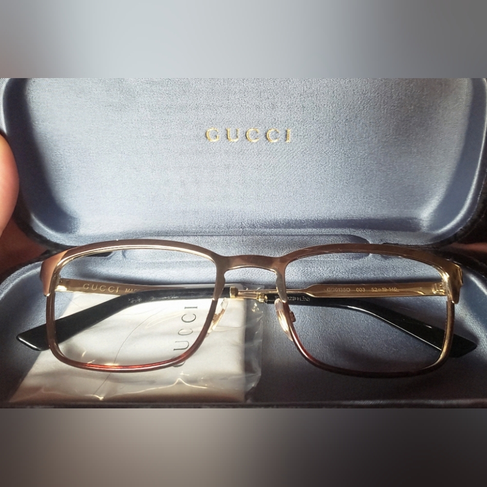Gucci Web Etched 0135 Havana Gold RX Eyeglasses